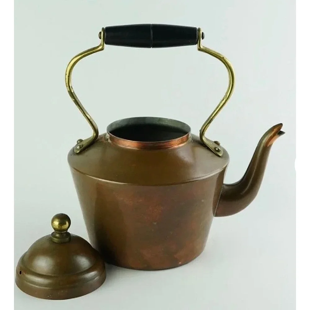 Copral Portugal Copper Tea Kettle Vintage Brass Handle Farmhouse Decor